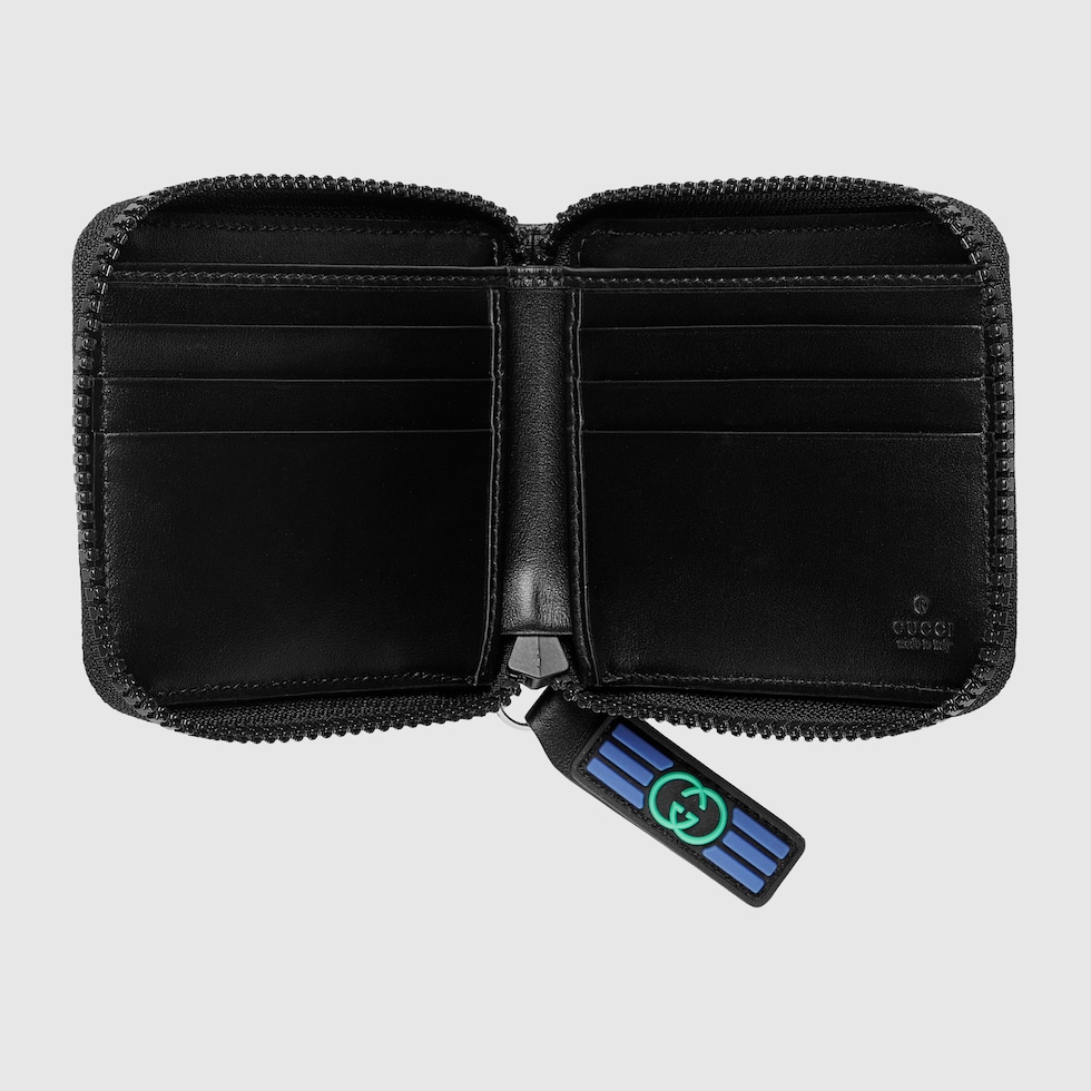 GG Crystal zip card case in black GG Crystal canvas | GUCCI® US