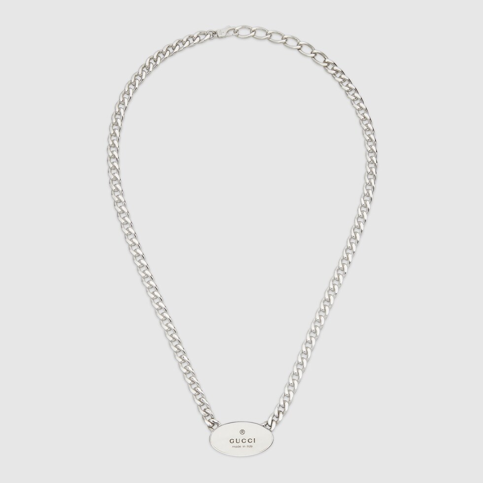 Trademark chain necklace with pendant in 925 sterling silver 