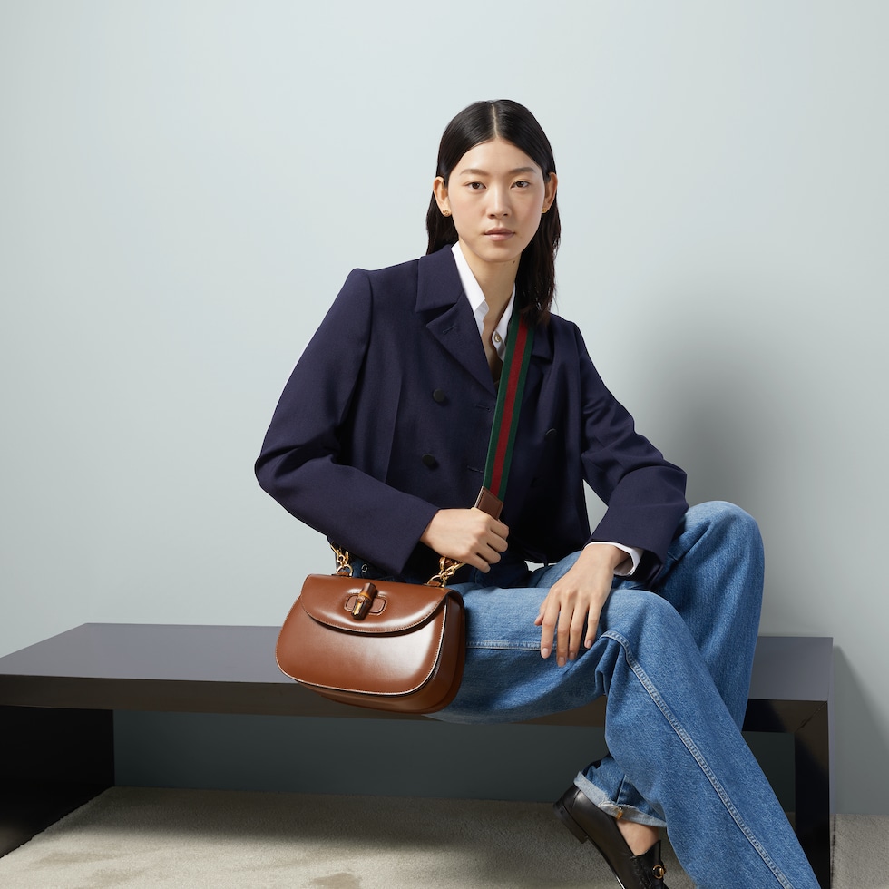 GUCCI バンブークラシックバッグ　ブラウン Gucci Bamboo 1947 medium bag in brown leather | GUCCI® US