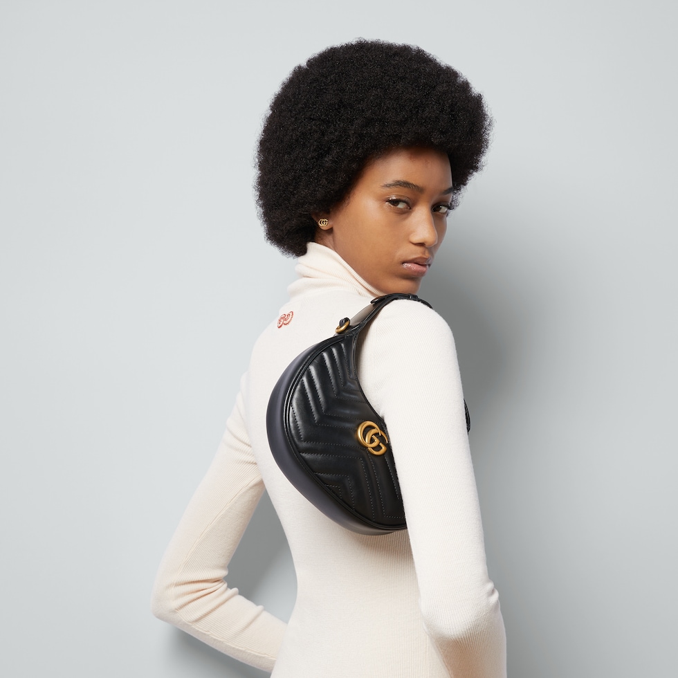 GG Marmont small shoulder bag in black leather | GUCCI® US GG Marmont small shoulder bag in black leather | GUCCI® US