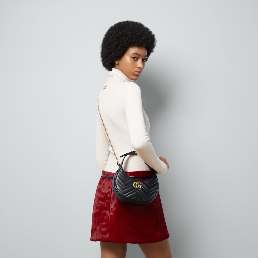 GG Marmont small shoulder bag in black leather | GUCCI® US