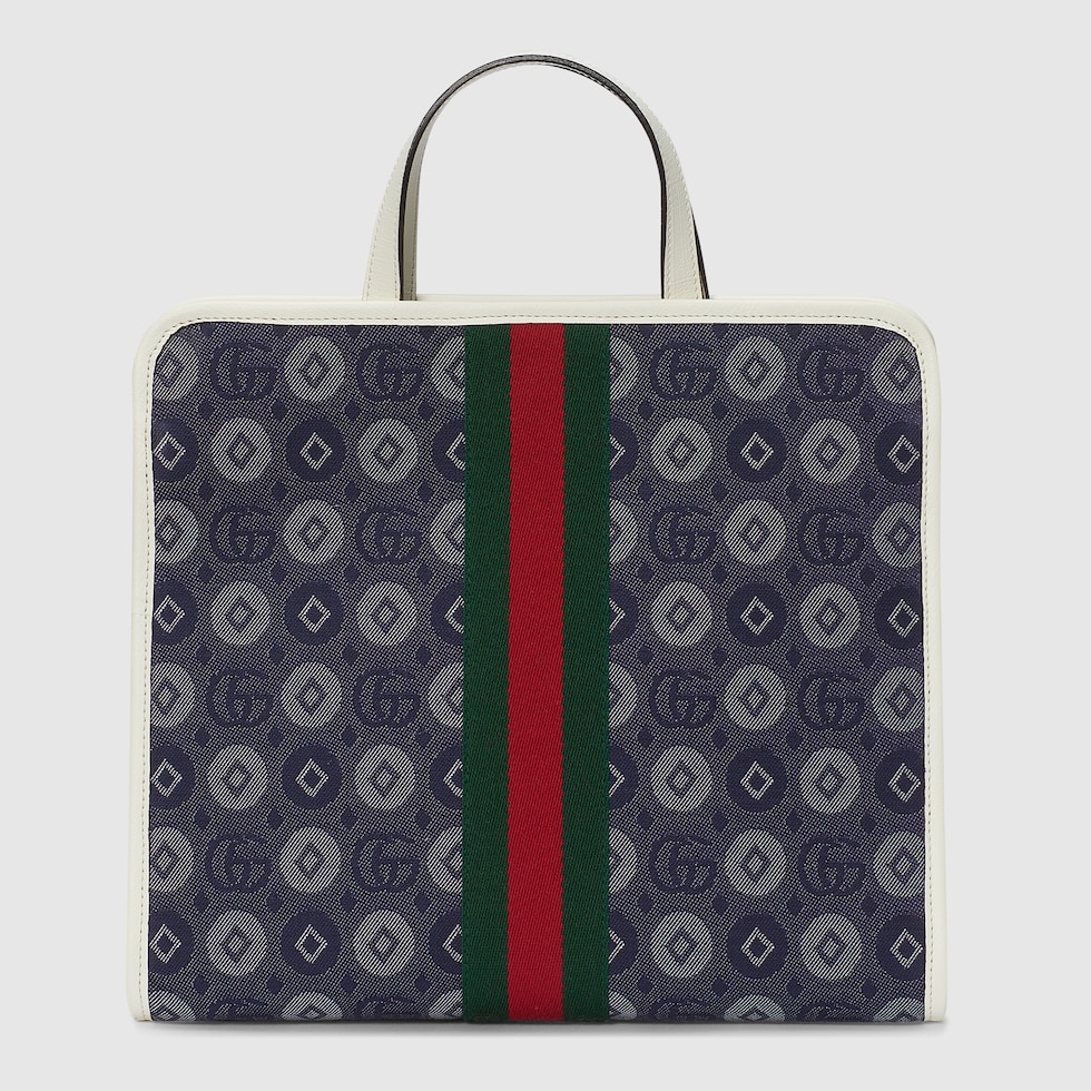 Borsa shopping bambino con Doppia G in denim blu GUCCI Italia