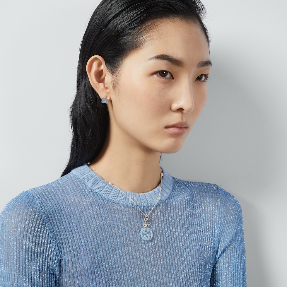 GG Marmont mother of pearl necklace in 925 sterling silver