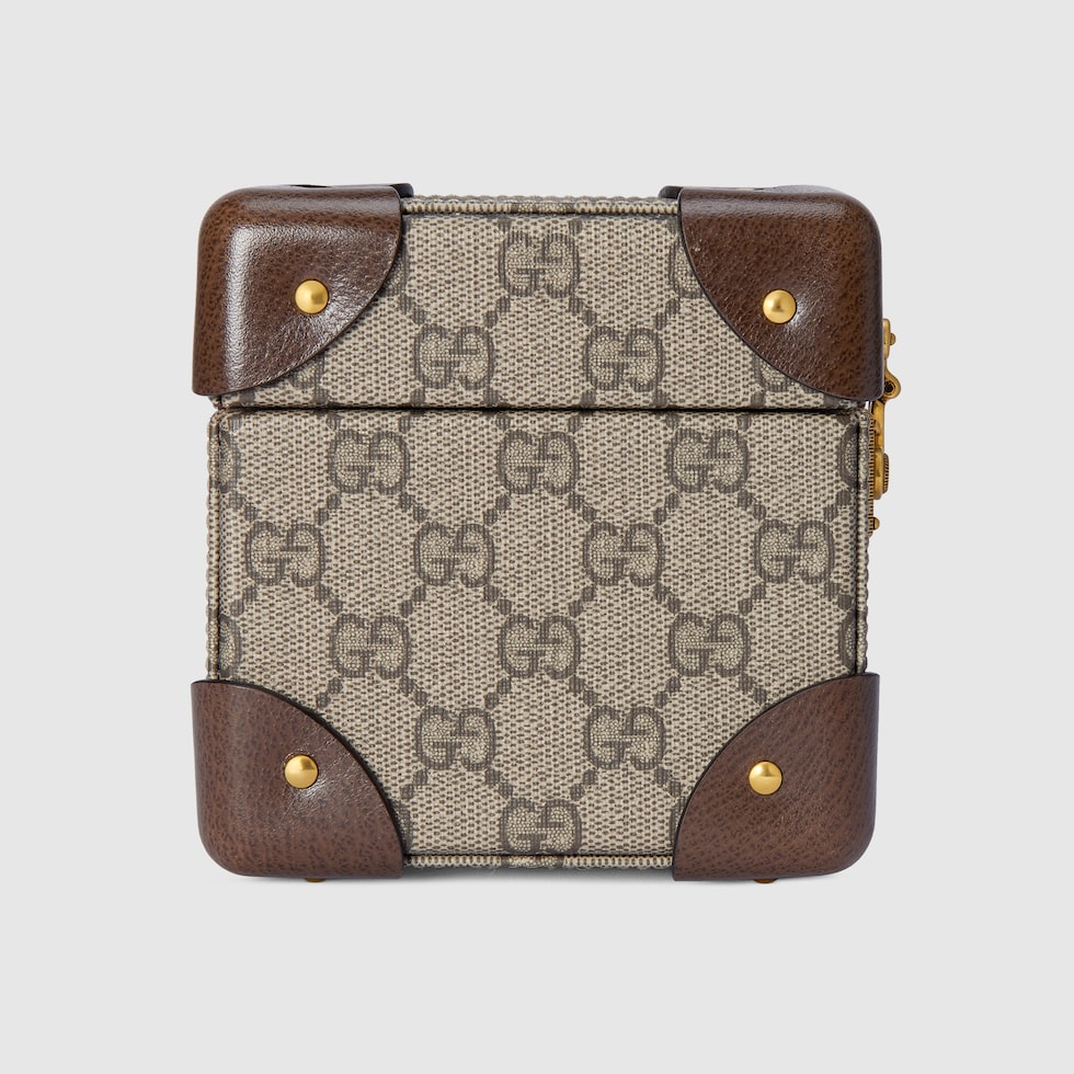Gucci Savoy mini rigid watch case in beige and ebony Supreme