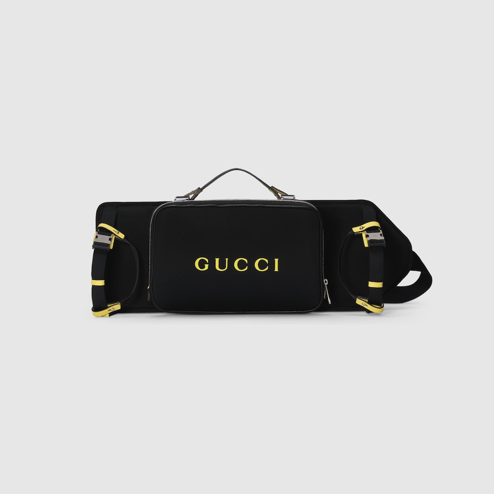 Gucci logo skateboard holder in black neoprene | GUCCI® US Gucci logo skateboard holder in black neoprene | GUCCI® US