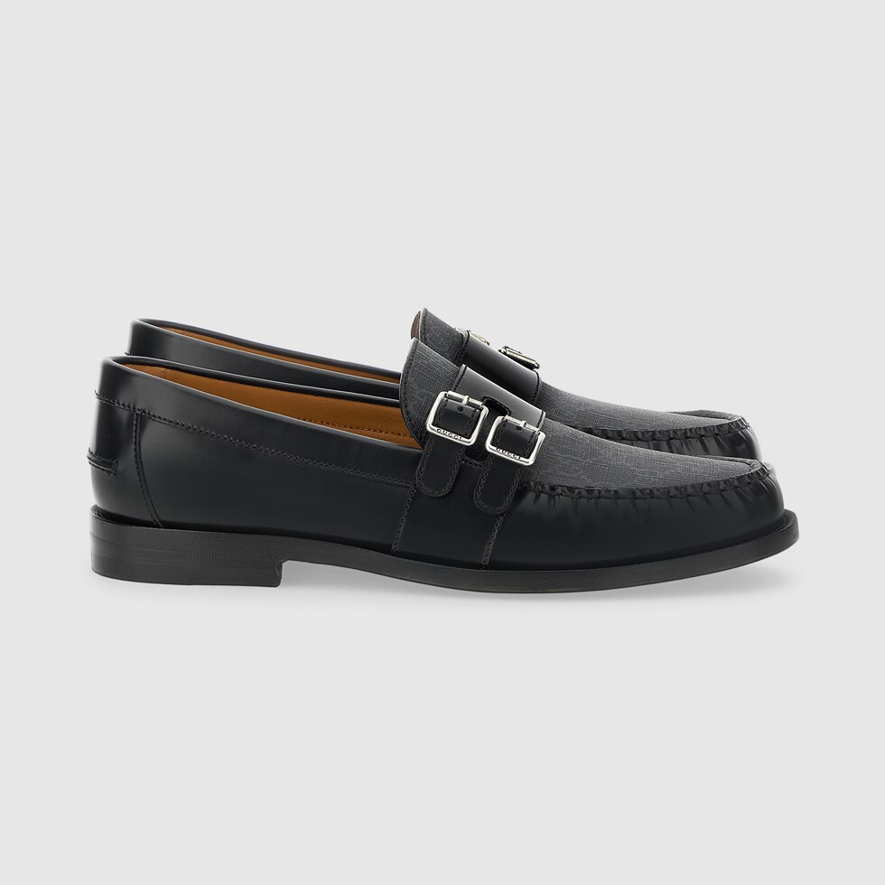 Men s buckle loafer with GG in black leather GUCCI US