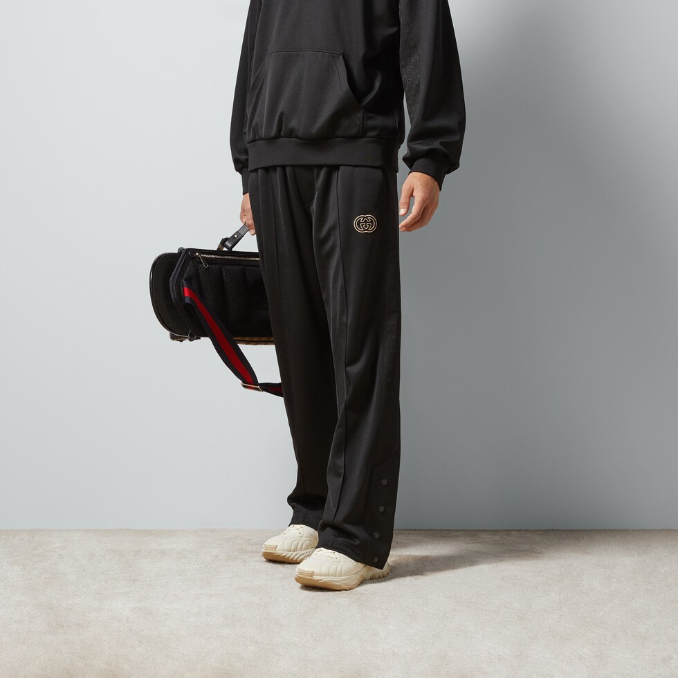 Technical jersey track trouser in black | GUCCI® SI
