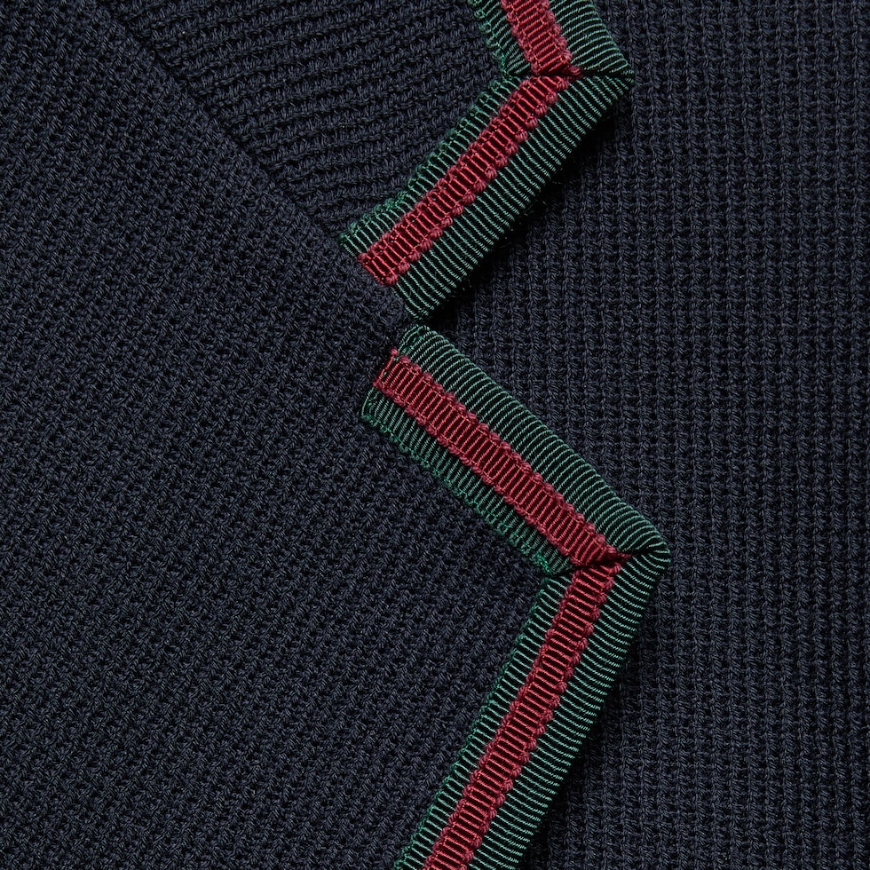 Cotton jersey jacket with Web in dark blue | GUCCI® US