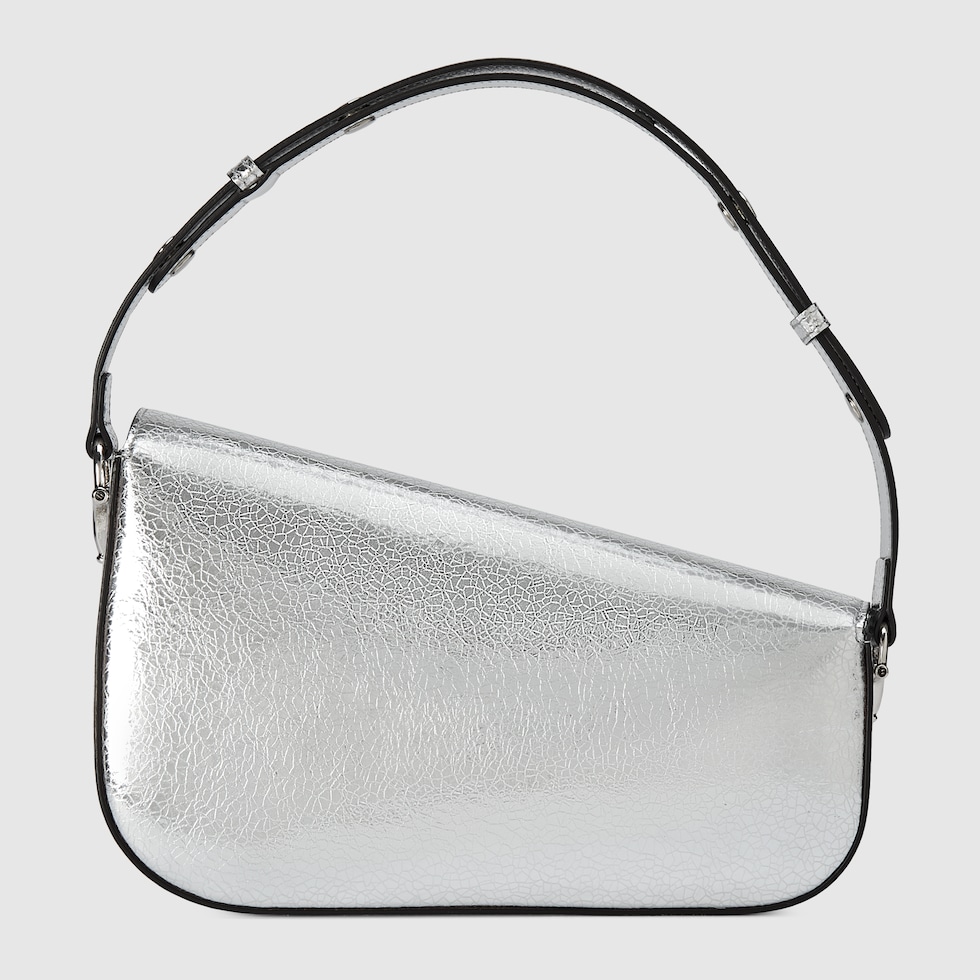 Gucci Horsebit 1955 small shoulder bag in metallic silver leather