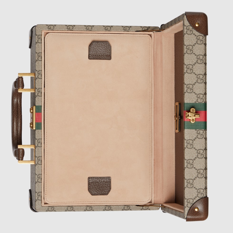 Custodia per orologio Gucci Savoy in tessuto Supreme beige ed ebano GUCCI Italia