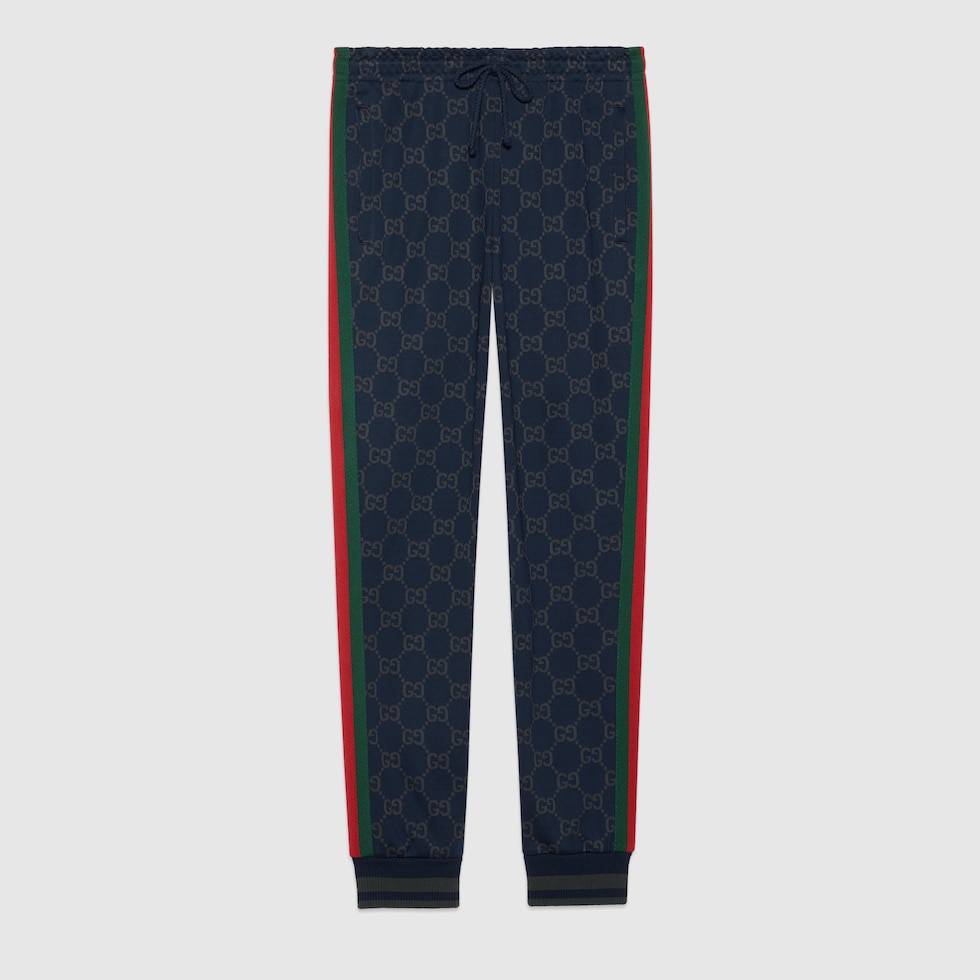 Pantalon deportivo de algodon de jersey con GG inazul oscuro y gris GUCCI MX