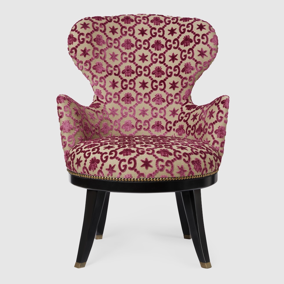 GG jacquard armchair in bordeaux velvet jacquard | GUCCI® US