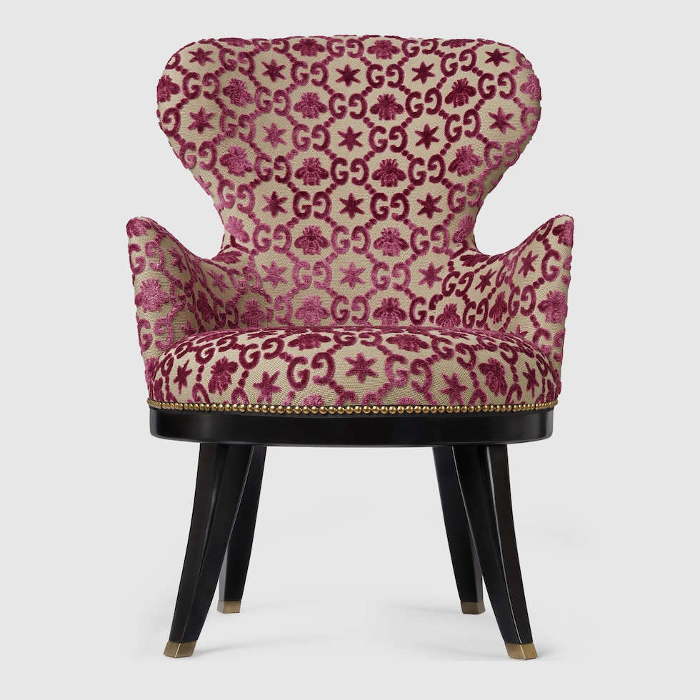 GG jacquard armchair in bordeaux velvet jacquard | GUCCI® US