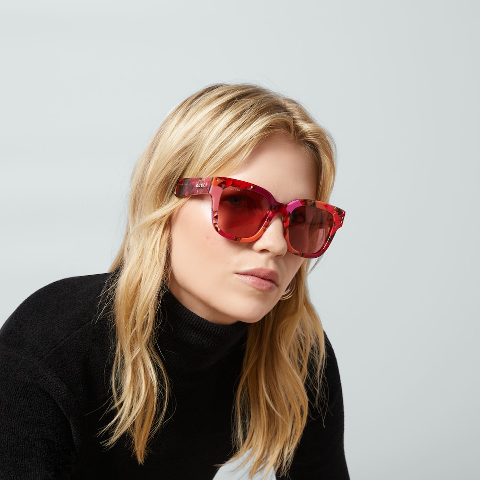 Red frame gucci store sunglasses