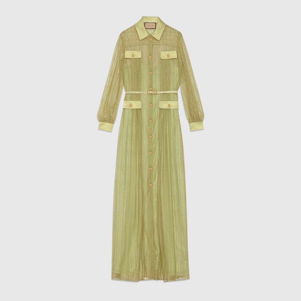 Abito in pizzo con catena di Morsetti in verde GUCCI Italia