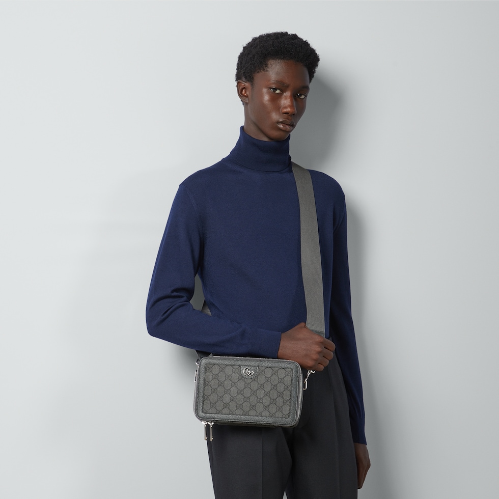 Ophidia GG mini bag in grey and black Supreme | GUCCI® US