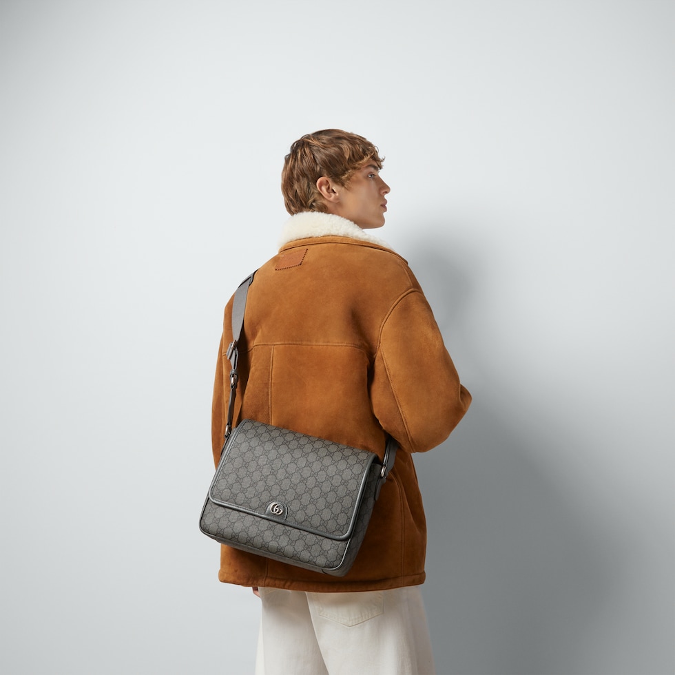 Ophidia medium messenger bag in grey and black GG Supreme Ophidia medium messenger bag in grey and black GG Supreme
