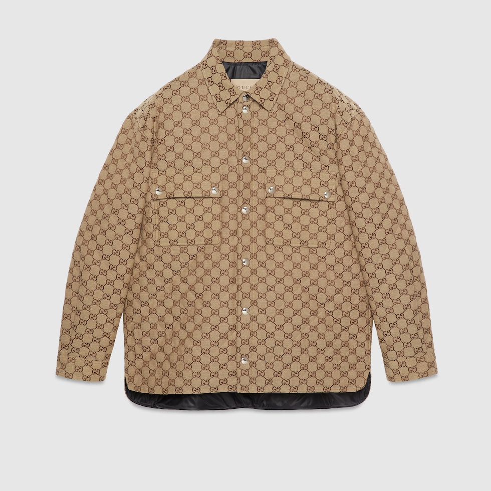 GG帆布衬衫in 米色和乌木色| GUCCI® UK