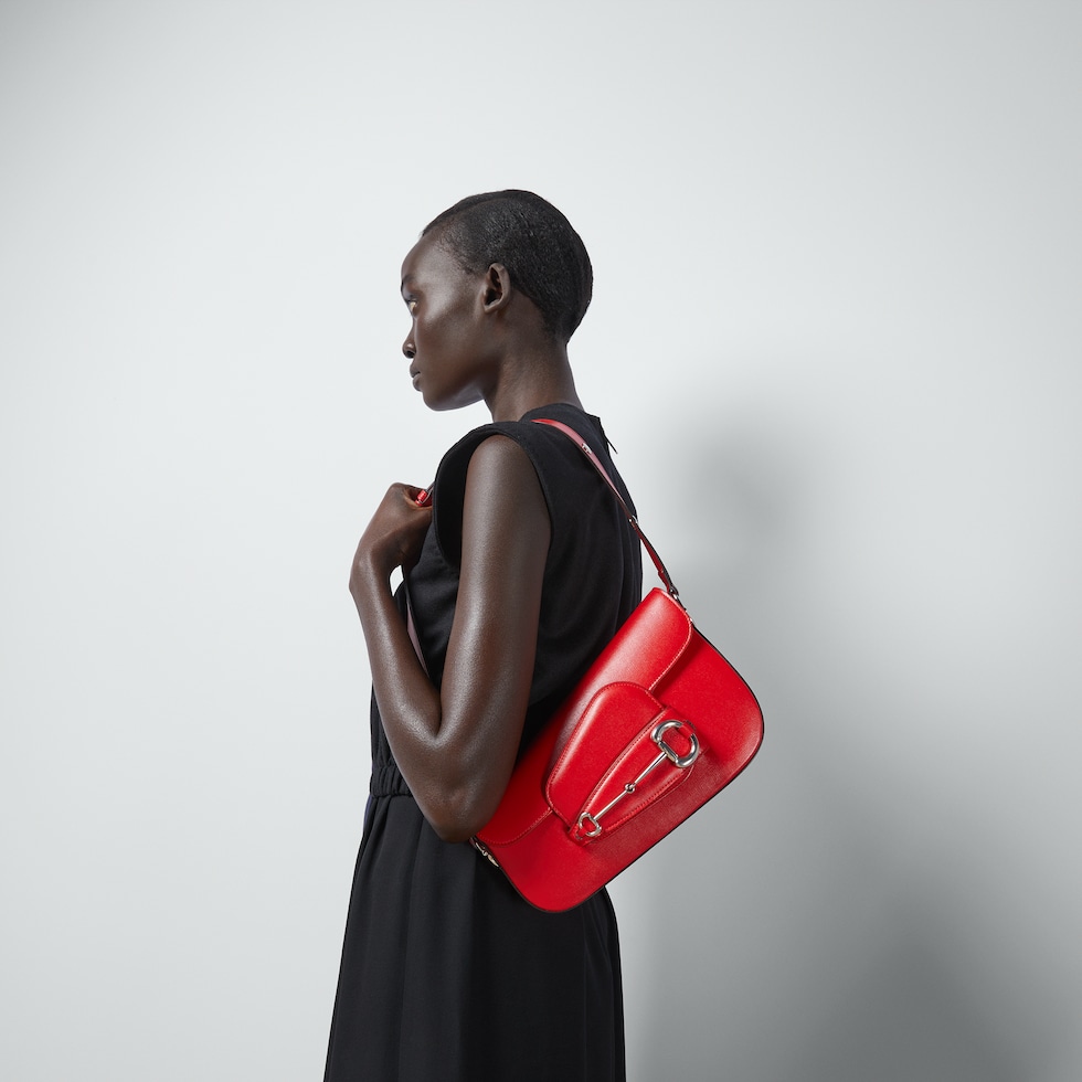 Gucci Horsebit 1955 small shoulder bag in red leather GUCCI US