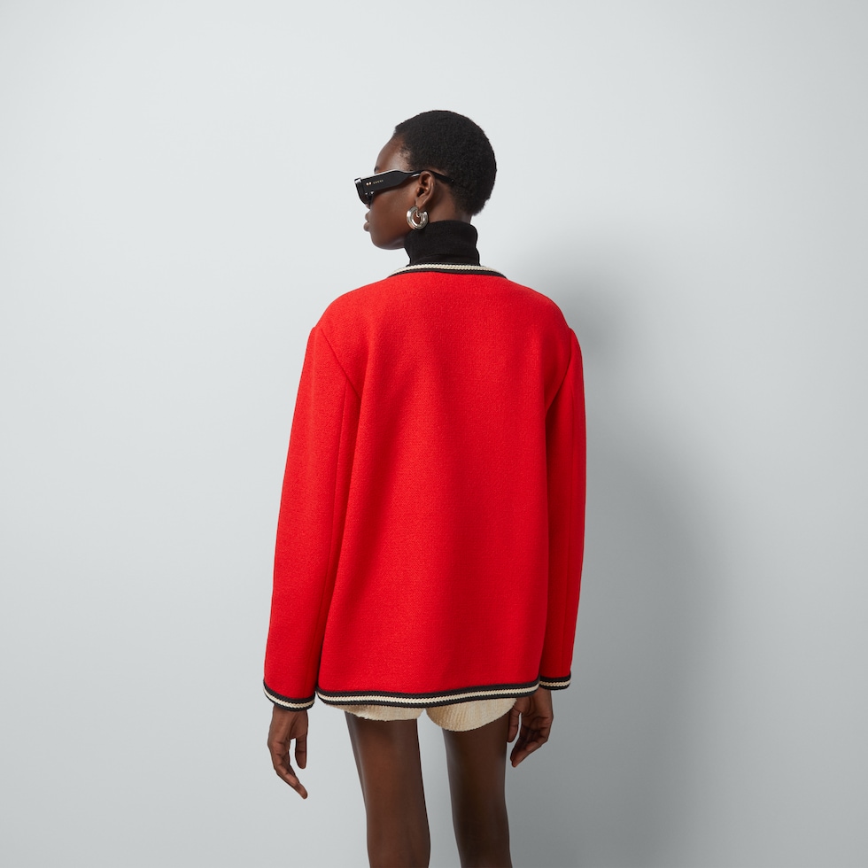 ジャケット Gucci Giacca In Tweed Giacca in tweed con Incrocio GG tondo in rosso | GUCCI® IT