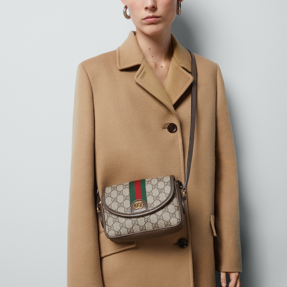 Ophidia Mini Shoulder Bag In Beige And Ebony GG Supreme GUCCI DK