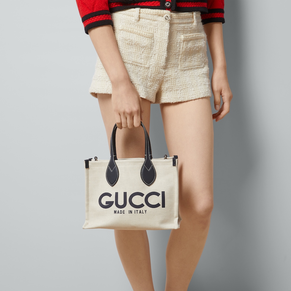 日本限定 GUCCI プリント ミニ トートバッグベージュ キャンバス