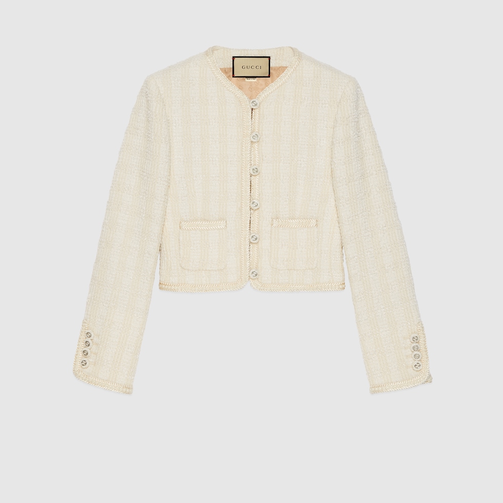 lawgy（ラウジー）の「cuff ribbon tweed jacket / カフリボン