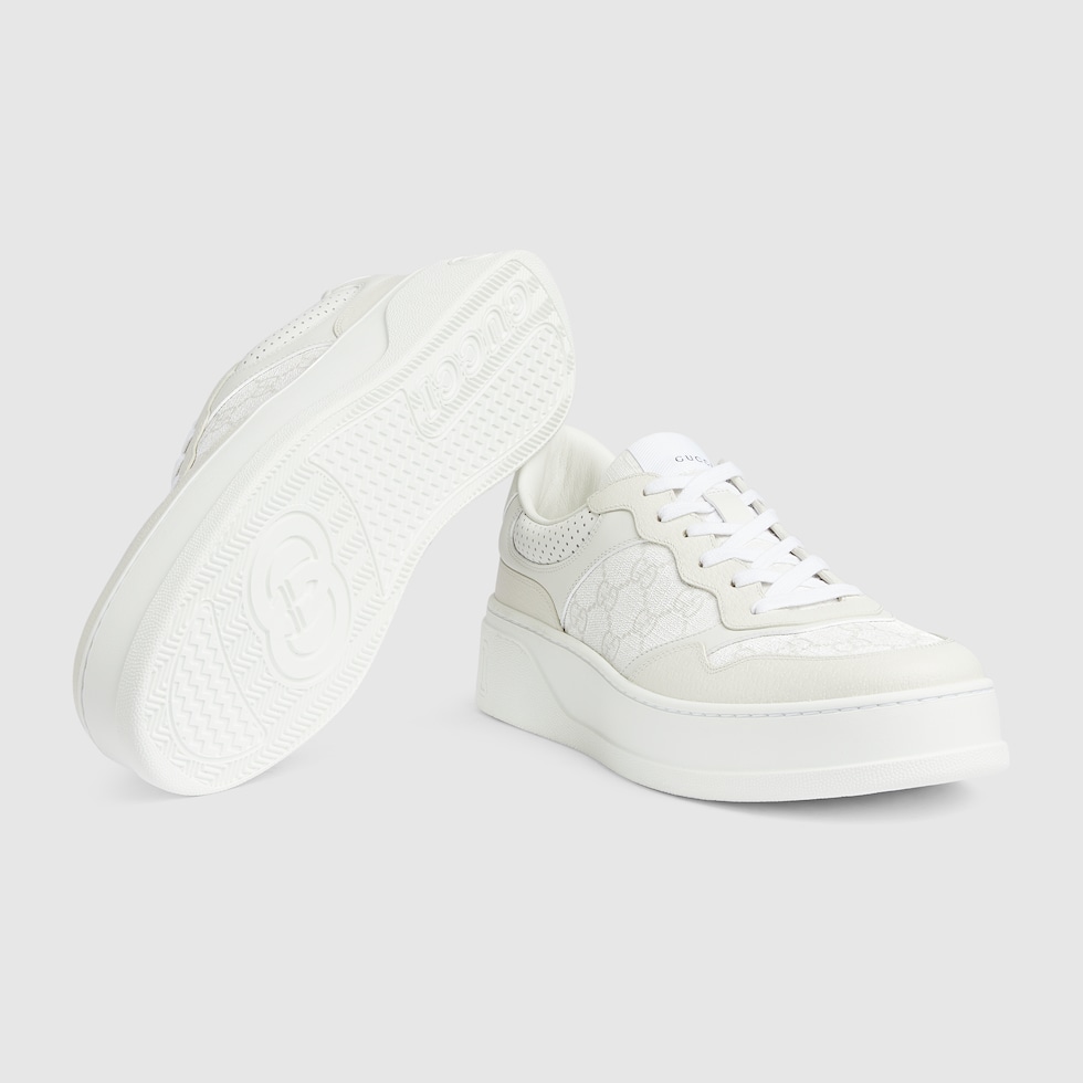 Men's chunky sneaker with GG in white and grey GG Supreme