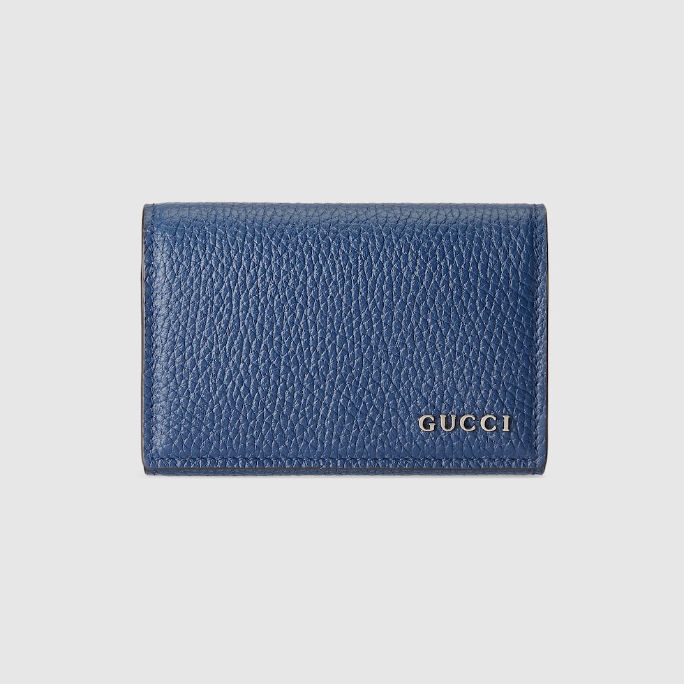 GUCCI ロゴ カードケース ウォレット（名刺入れ）ブルー レザー