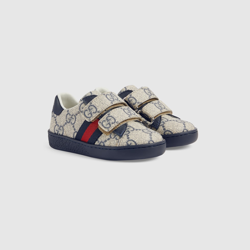 Toddler Ace sneaker in blue and grey GG Supreme | GUCCI® US