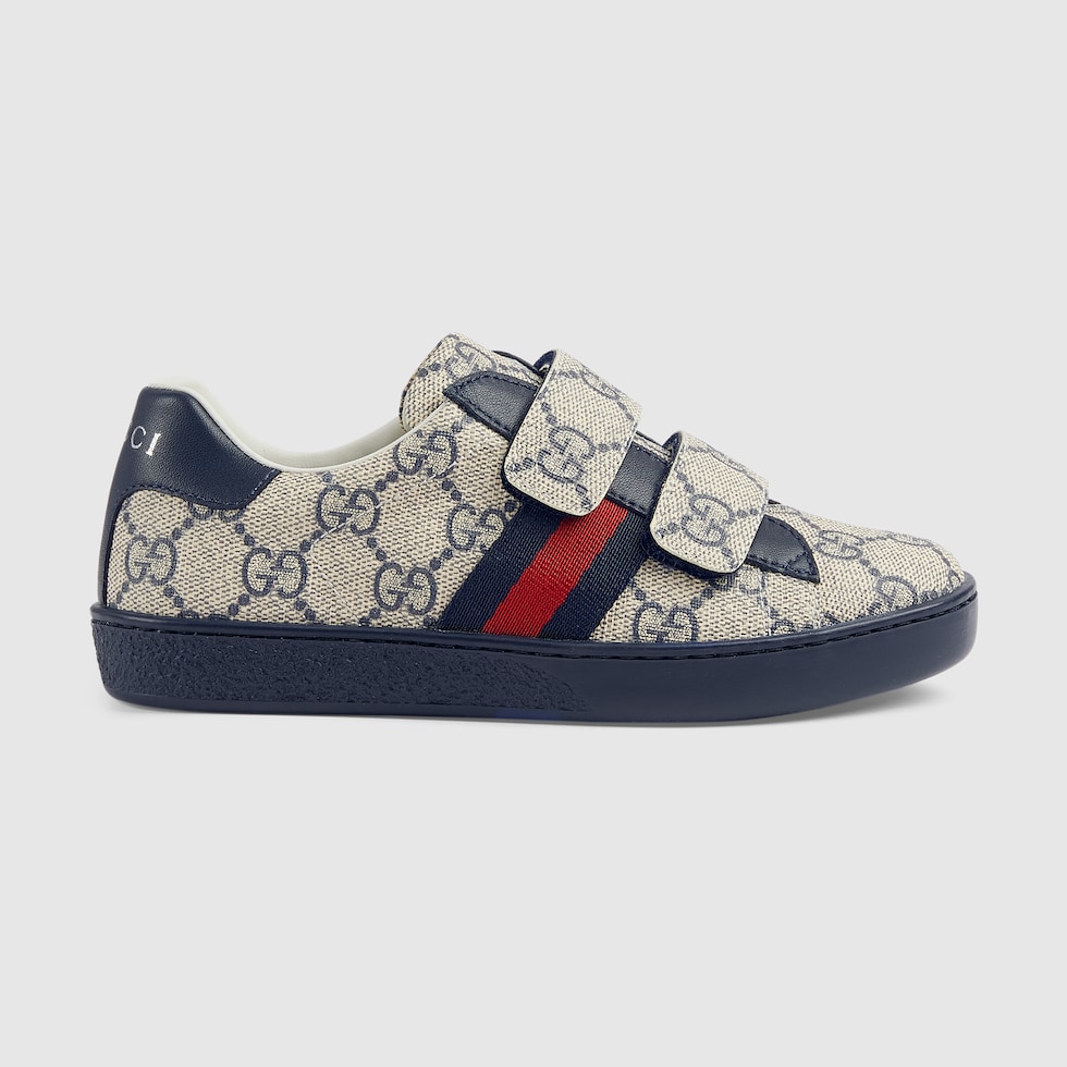 Children's Ace sneaker in blue and grey GG Supreme | GUCCI® US