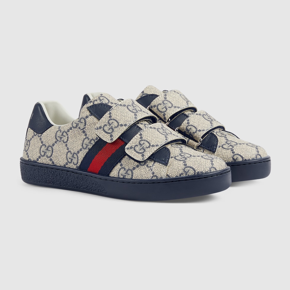 GUCCI キッズ Children's Ace sneaker in blue and grey GG Supreme | GUCCI® US