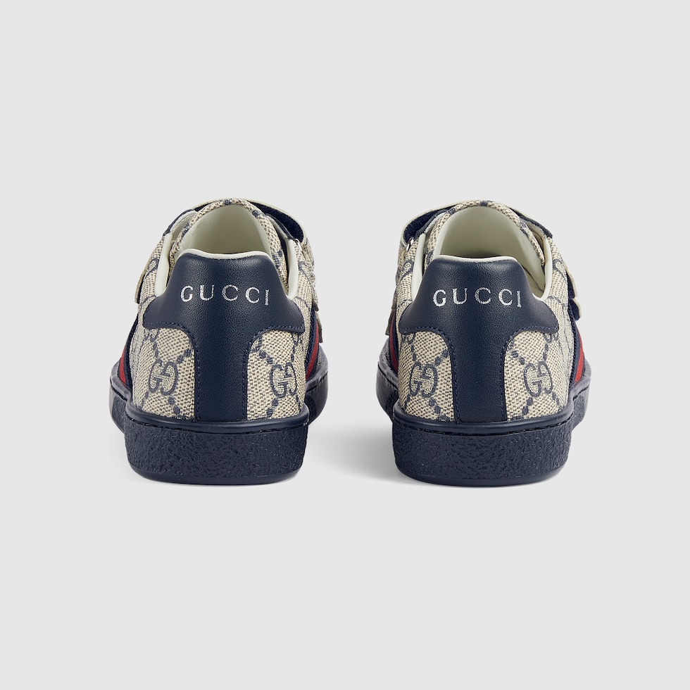 Children's Ace sneaker in blue and grey GG Supreme | GUCCI® US