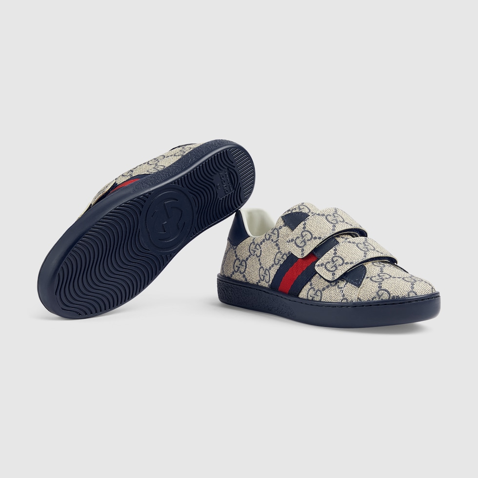 Children s Ace trainer in blue and grey GG Supreme GUCCI UK