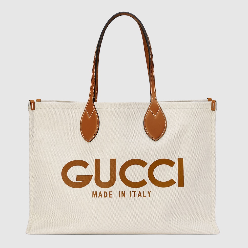トートバッグ GUCCI FW24 'Gucci' shopping bag (772177FACUL 8574) GUCCI プリント ラージ トートバッグベージュ キャンバス