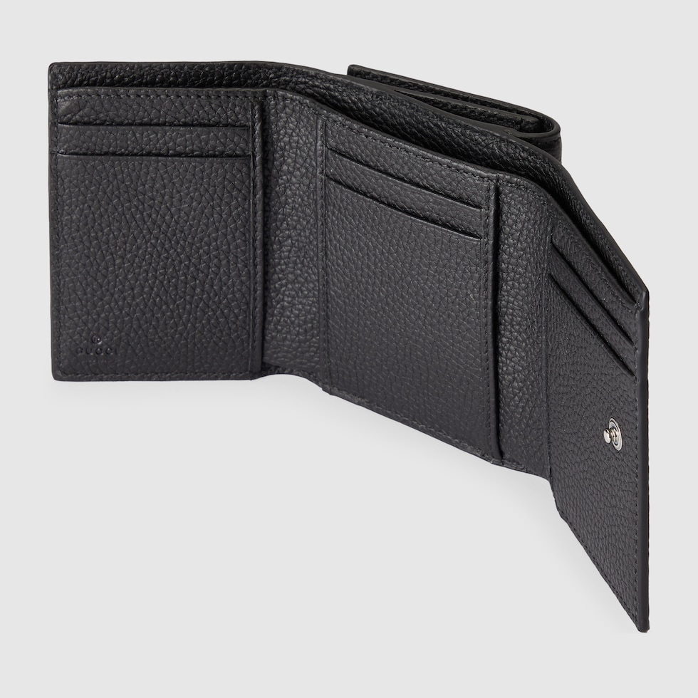 GUCCI ロゴ 黒 レザー 三つ折り財布 GUCCI ロゴ 三つ折りウォレット ・ブラック レザー | GUCCI公式