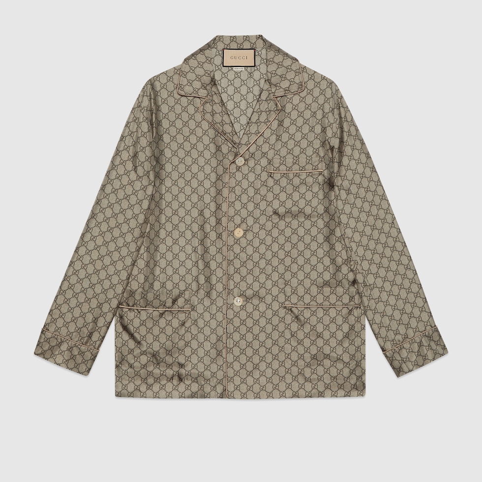 ◎美品◎GUCCI シルク GG総柄 テーラードジャケット XLサイズ ブラウン brand-td-store_00018114