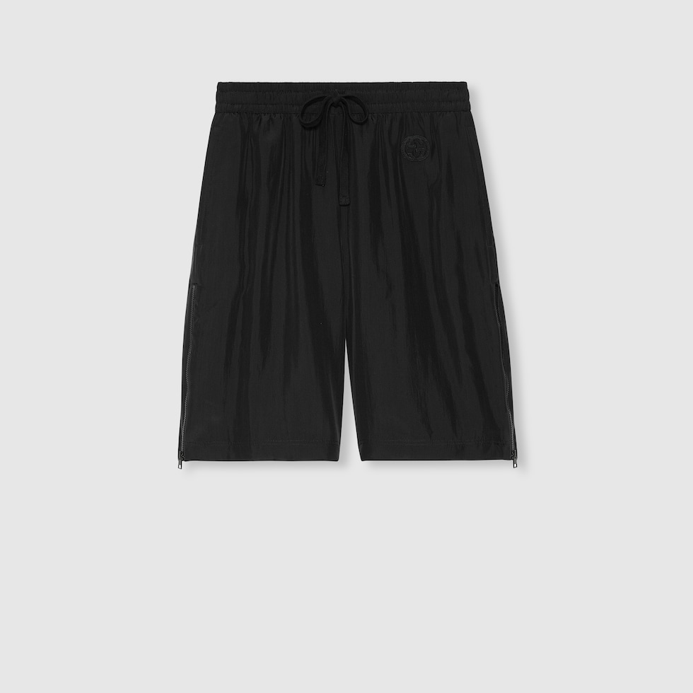 Black silk pongé shorts in black | GUCCI® US