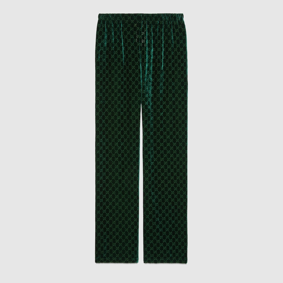 GG velvet trousers in emerald green | GUCCI® HU