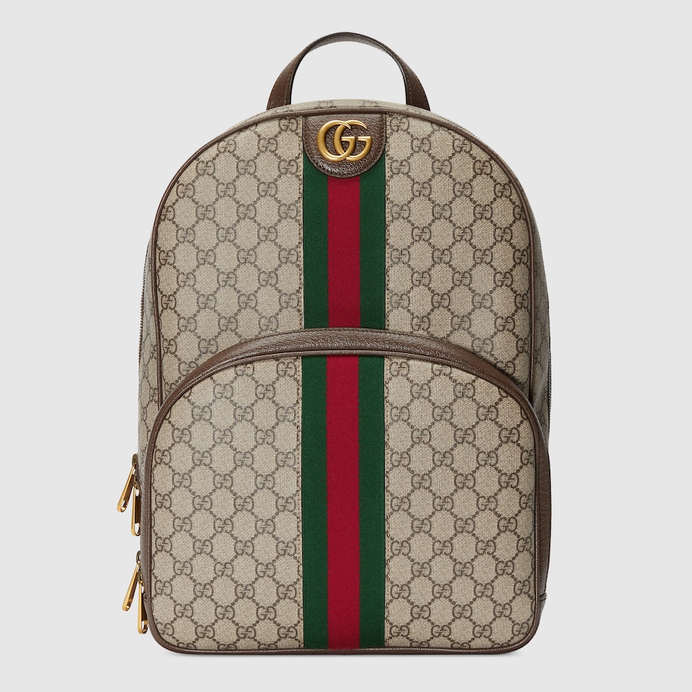 Ophidia medium backpack in beige and ebony GG Supreme
