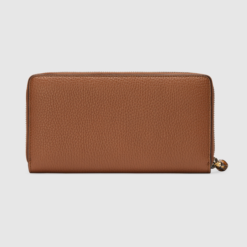Zip around wallet with bamboo in brown leather | GUCCI® GR