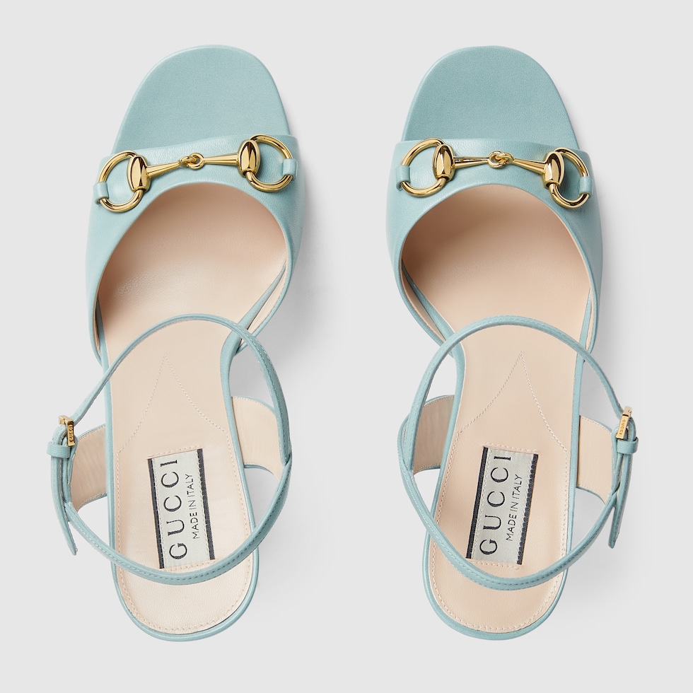 Women s Horsebit sandal in light blue leather GUCCI MX
