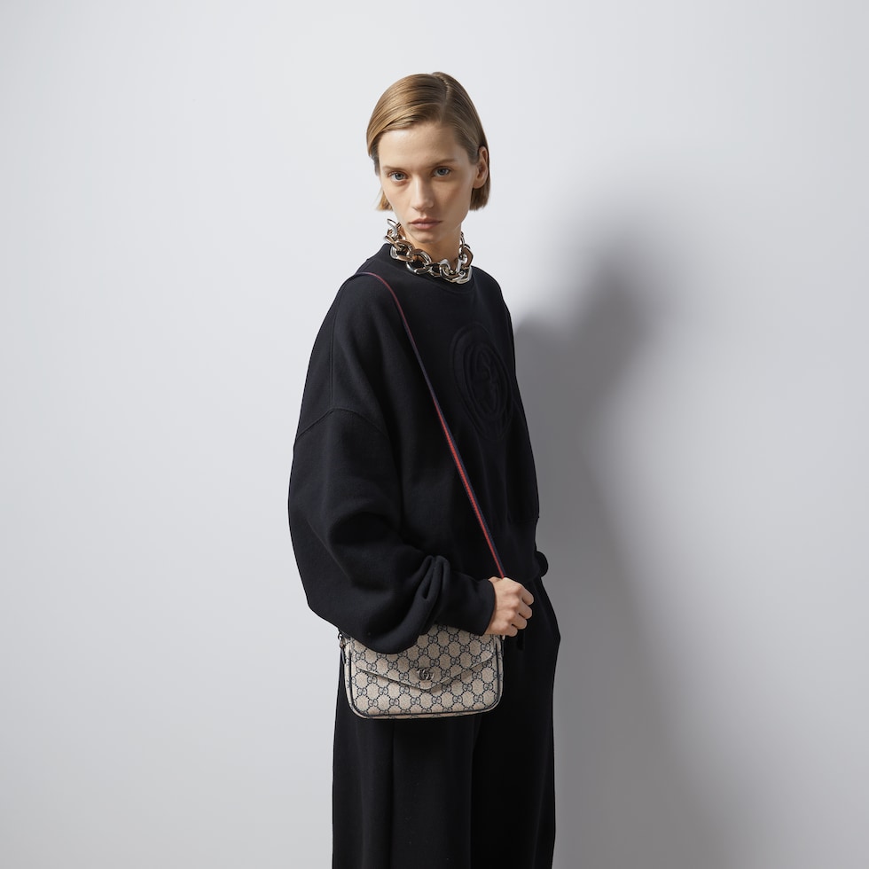Ophidia Mini-Tasche in beigefarbener und blauer Supreme | GUCCI® DE 