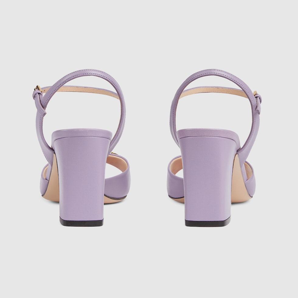 Women s Horsebit mid heel sandal in lilac leather GUCCI SG