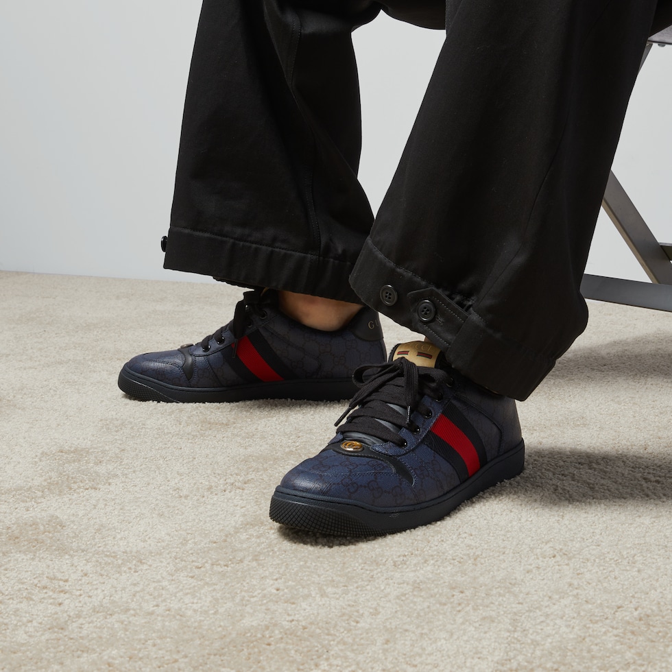 【GUCCI】SCREENER SNEAKERS●817276FAD3U9750 GUCCI Screener suede, distressed leather and canvas sneakers