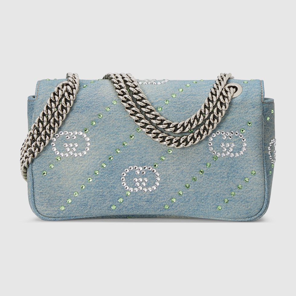 Gg marmont cheap denim shoulder bag