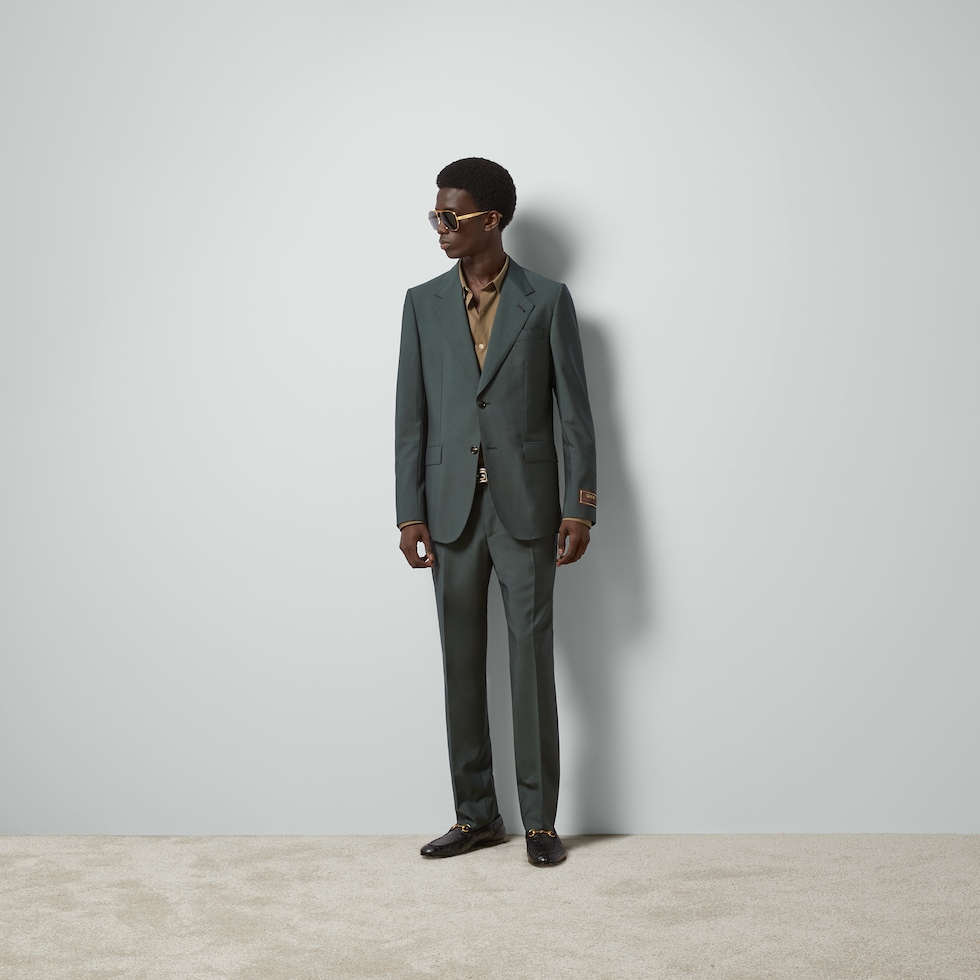 Traje de lana de angora en verde oscuro GUCCI ES
