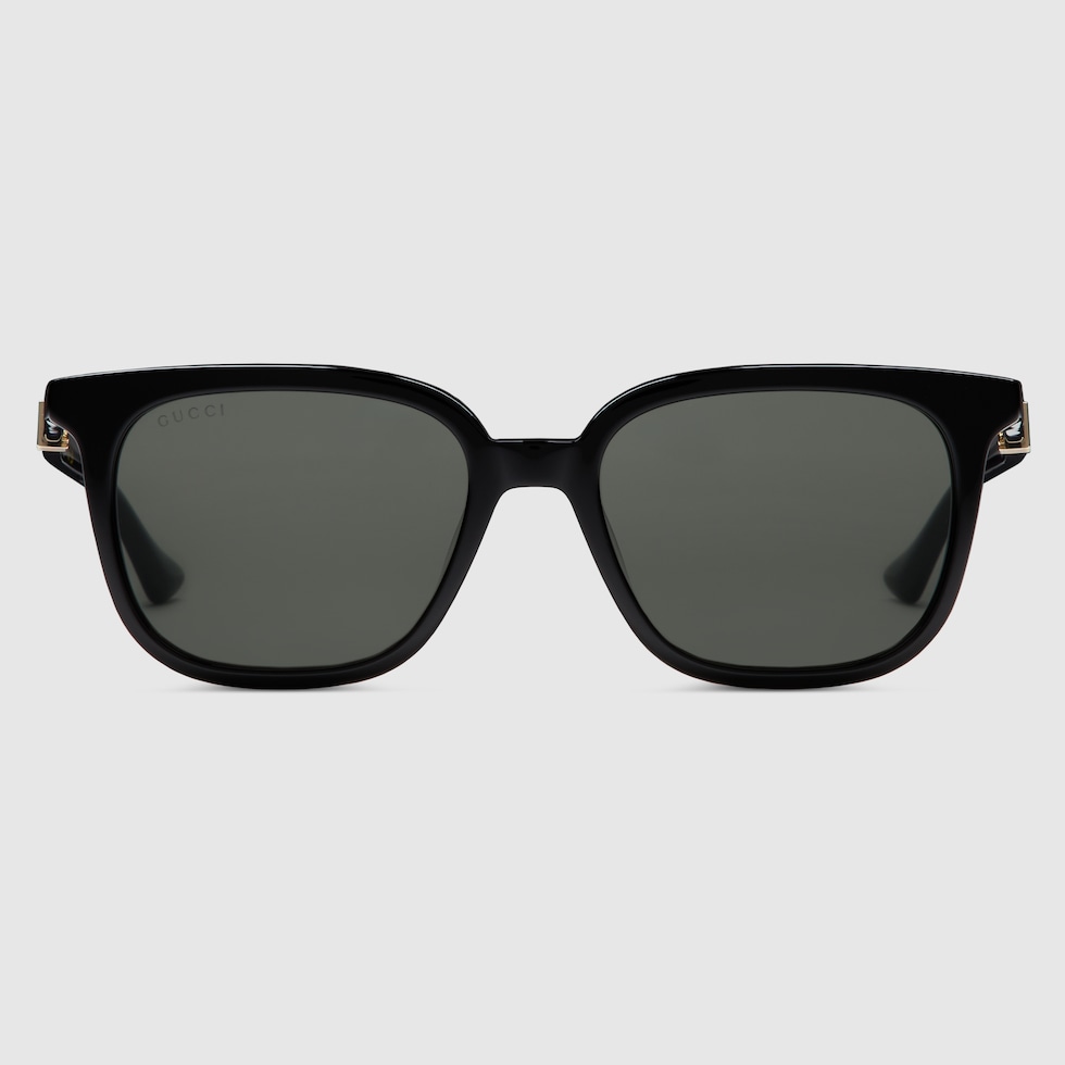 Square-framed sunglasses in black acetate | GUCCI® US
