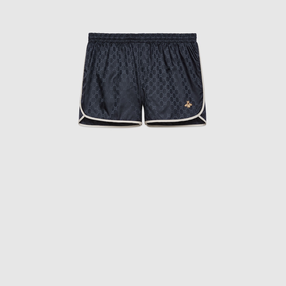 Short de natacion de nylon GG con abeja inNylon azul marfil GG GUCCI MX
