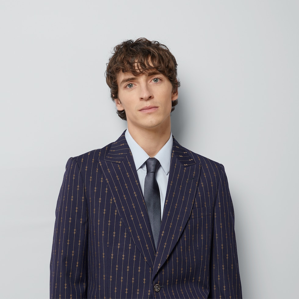 ダブルG ディテール付き シルク ネクタイ ・ダークブルー | GUCCI公式